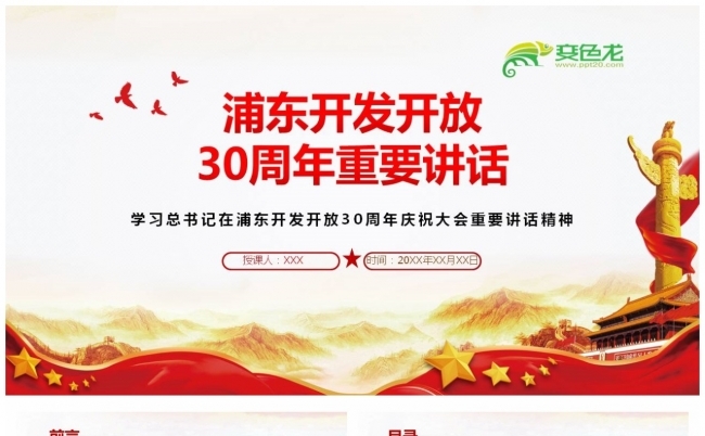 学习总书记在浦东开发30周年庆祝大会重要讲话精神PPT模板缩略图