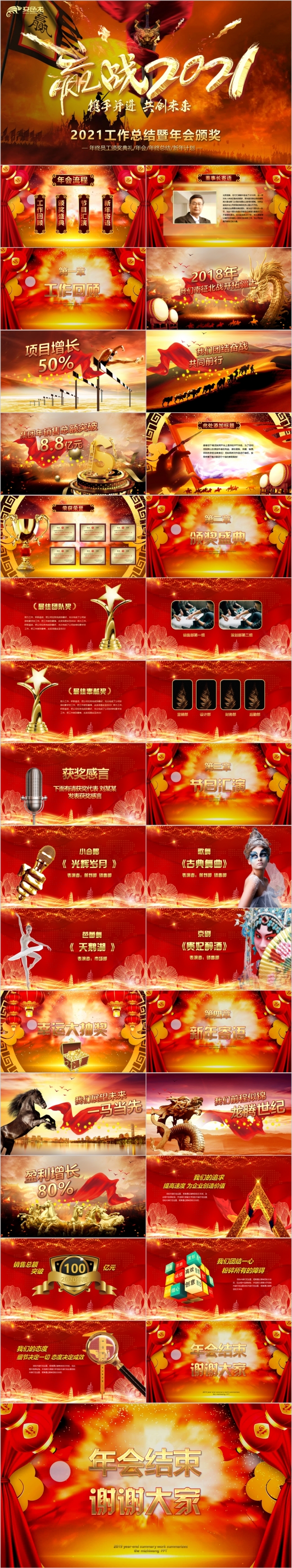 视频片头2021开门红公司年会颁奖年终总结PPT模板