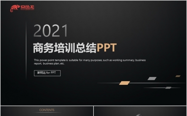 黑色时尚2021商务简约PPT模板缩略图