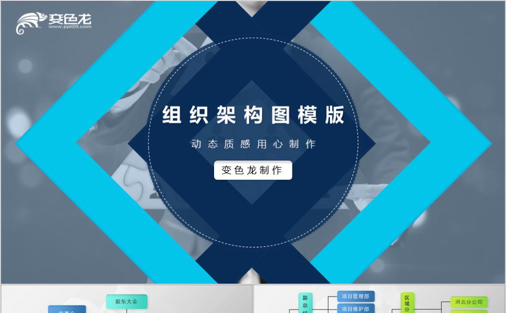微粒体精美公司企业组织架构图表汇总PPT模板缩略图