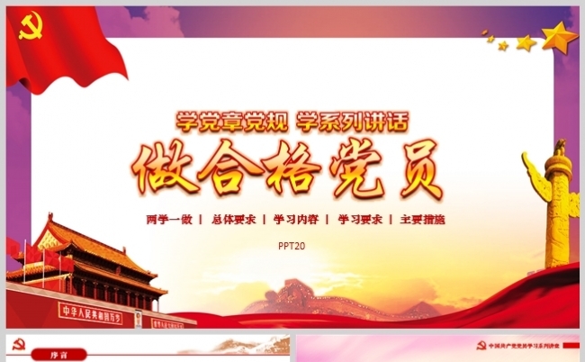 党政学党规党章学系列讲话做合格党员PPT模板缩略图