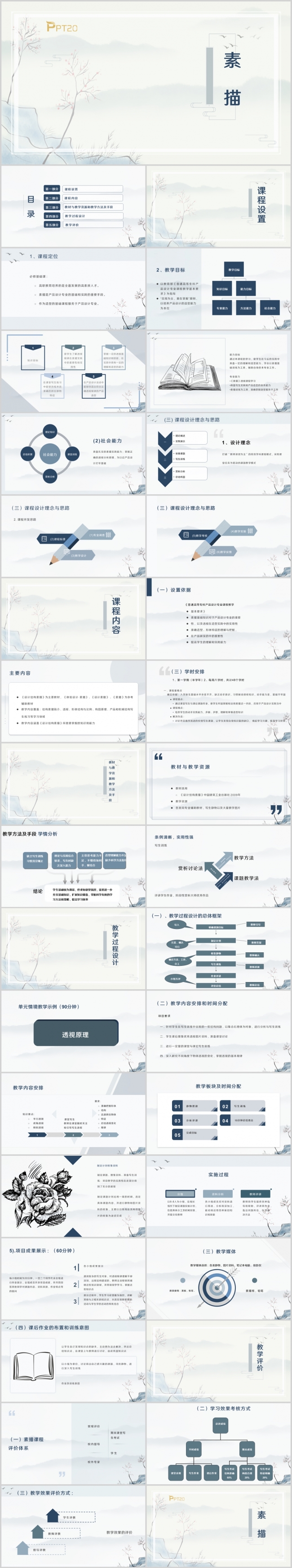 简约素描课件模板素描说课ppt模板