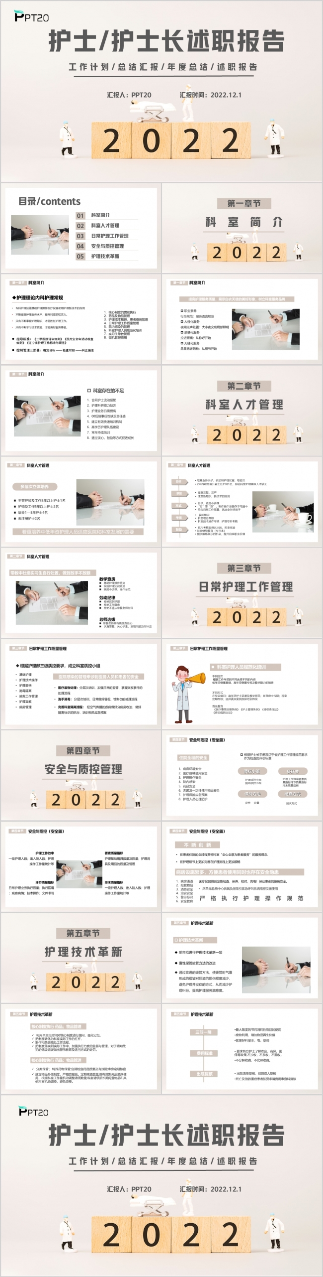 2022简约大气医院年度总结述职报告PPT模板