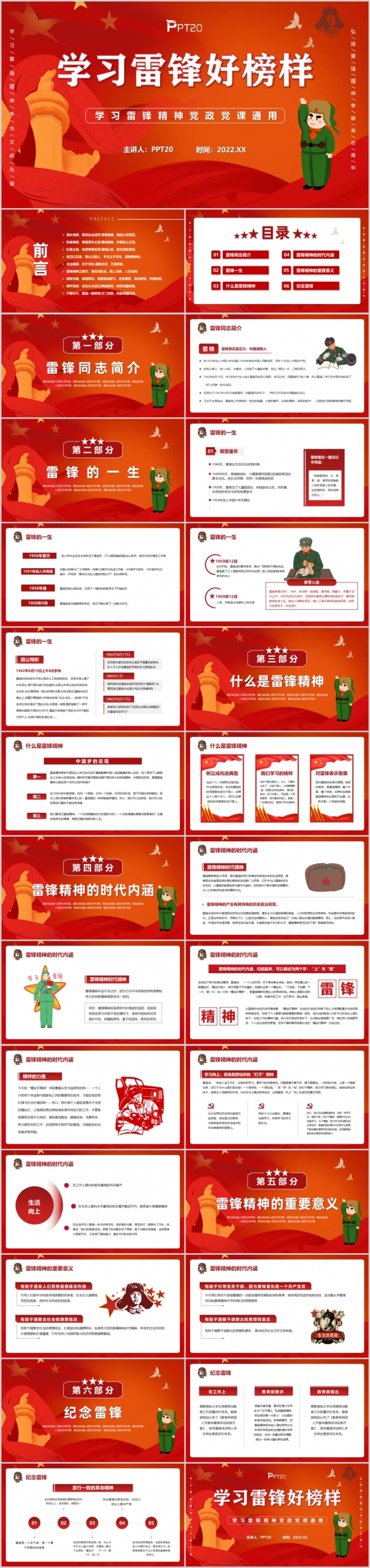 红色大气学习雷锋好榜样弘扬雷锋精神PPT模版