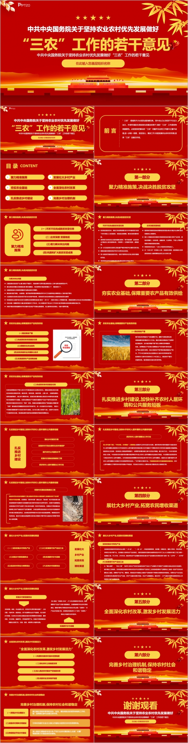 坚持农业农村优先发展做好三农工作的若干意见学习PPT模板