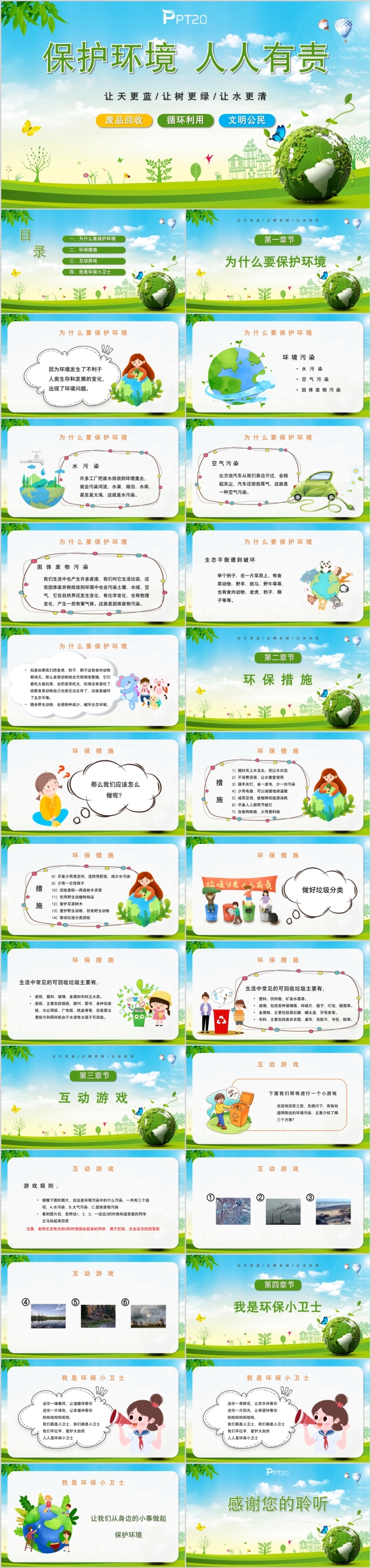 绿色环保保护环境人人有责教学课件PPT模板