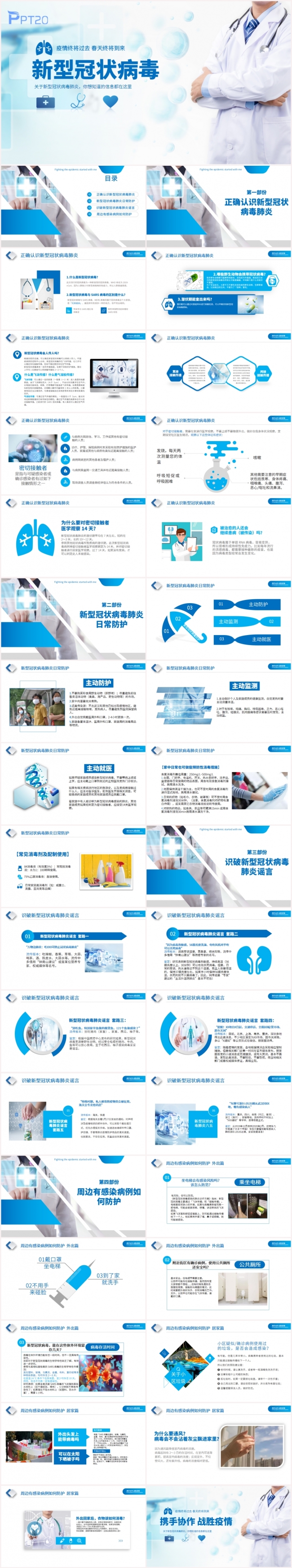 新型冠状病毒知识医疗卫生医院逆行者防疫人员核酸PPT模板