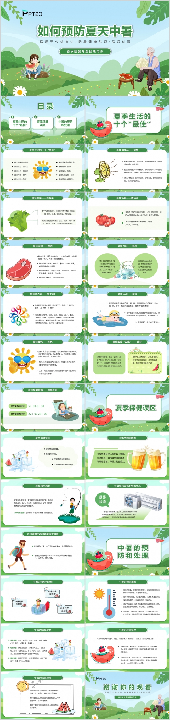夏季防暑安全讲座夏天预防中暑PPT模板