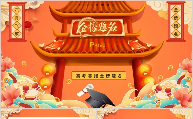 国潮风高考喜报金榜题名喜报PPT模板缩略图