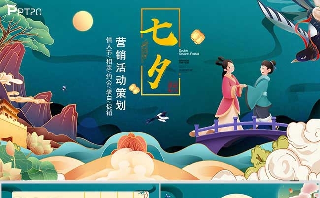 七夕中国情人节相亲约会表白促销活动策划PPT模板缩略图