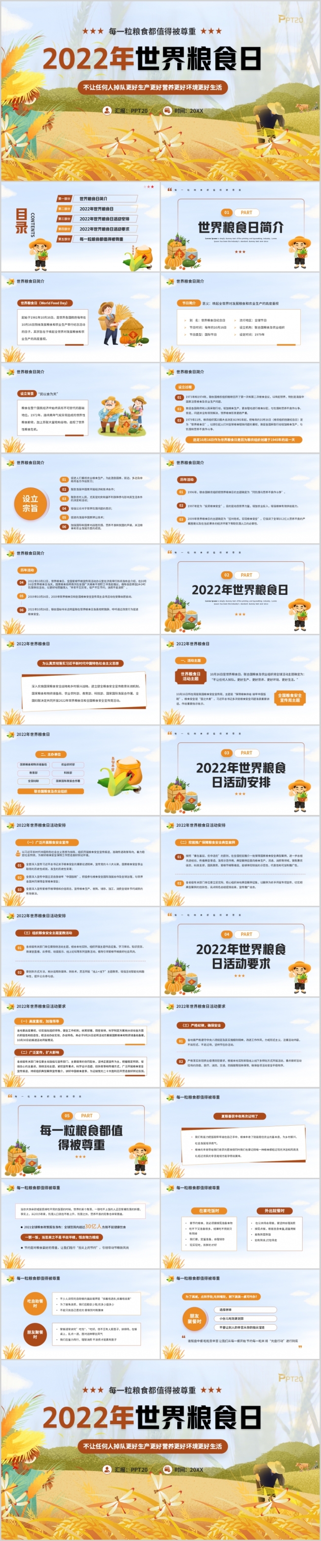 2022世界粮食日宣传PPT模板