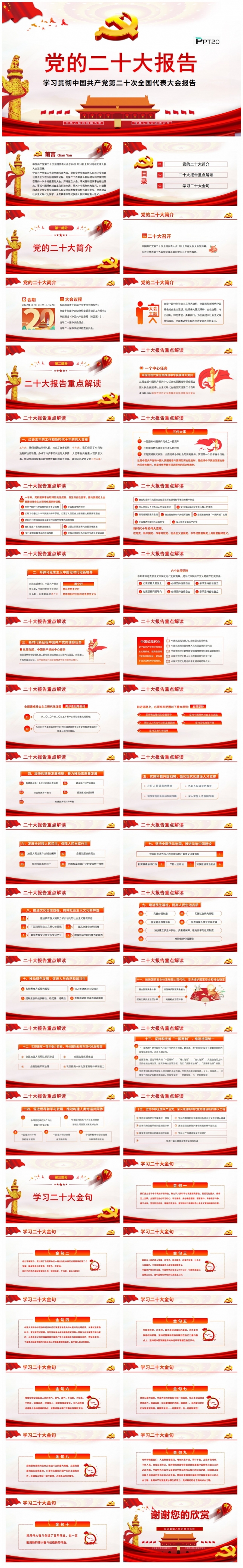 贯彻落实党的二十大精神学习解读党的二十大报告PPT模板
