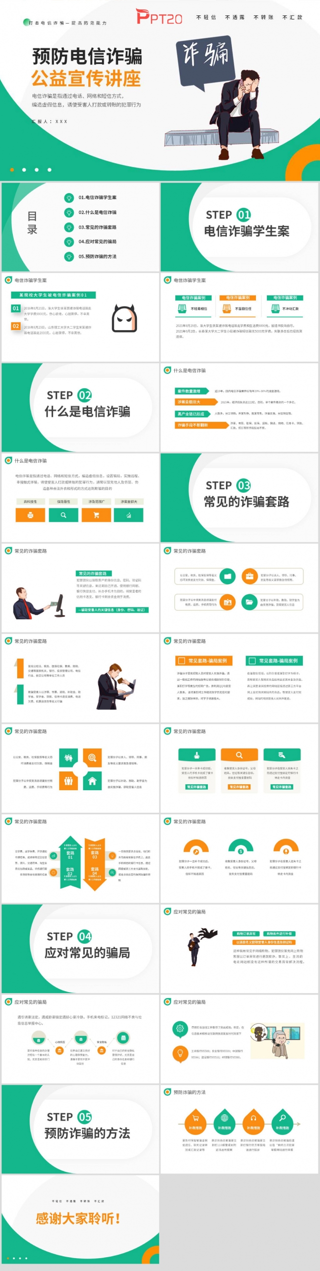 防范电信诈骗知识宣传公益宣传讲座PPT模板