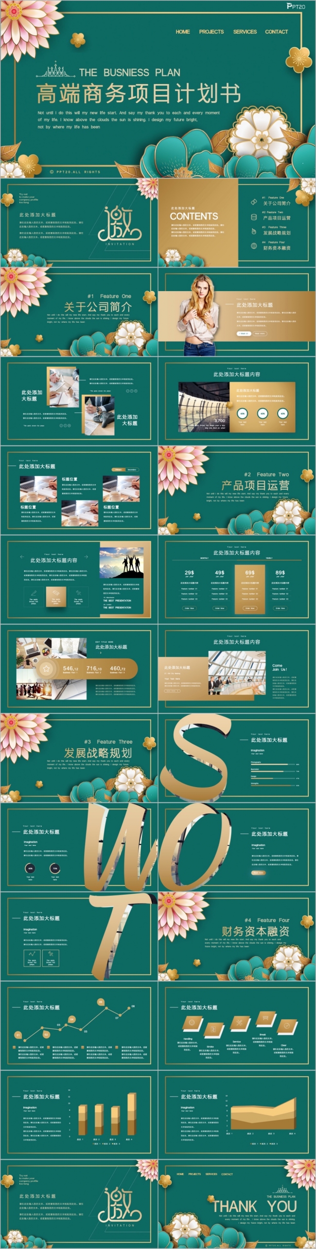 绿色高端商务项目计划书PPT模板