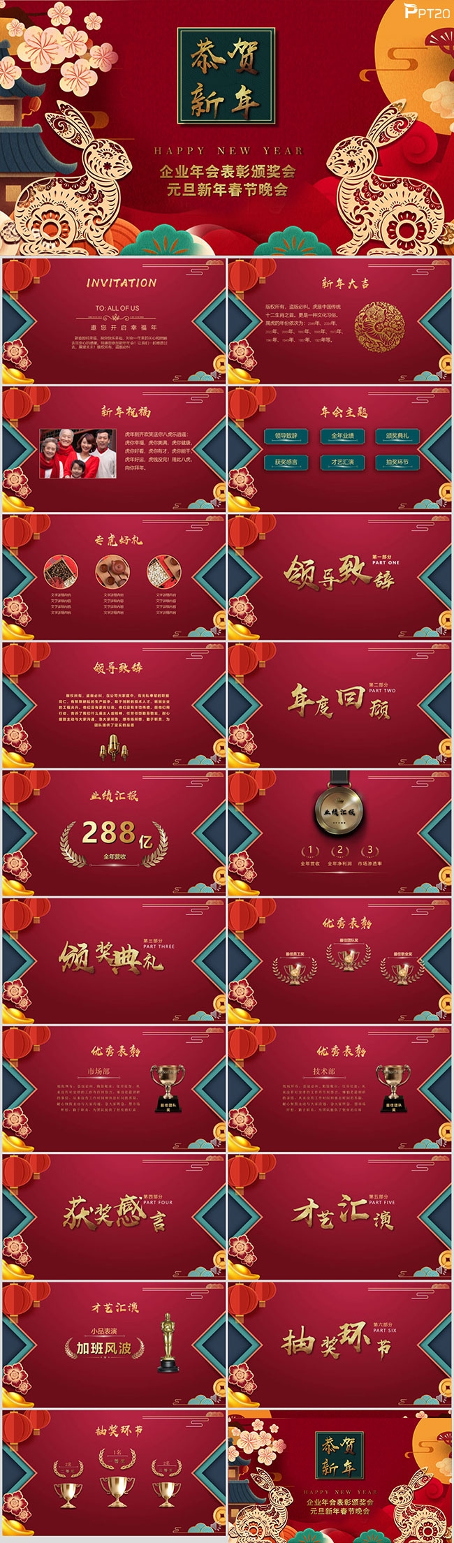 兔年元旦新年春节年会活动策划PPT模板