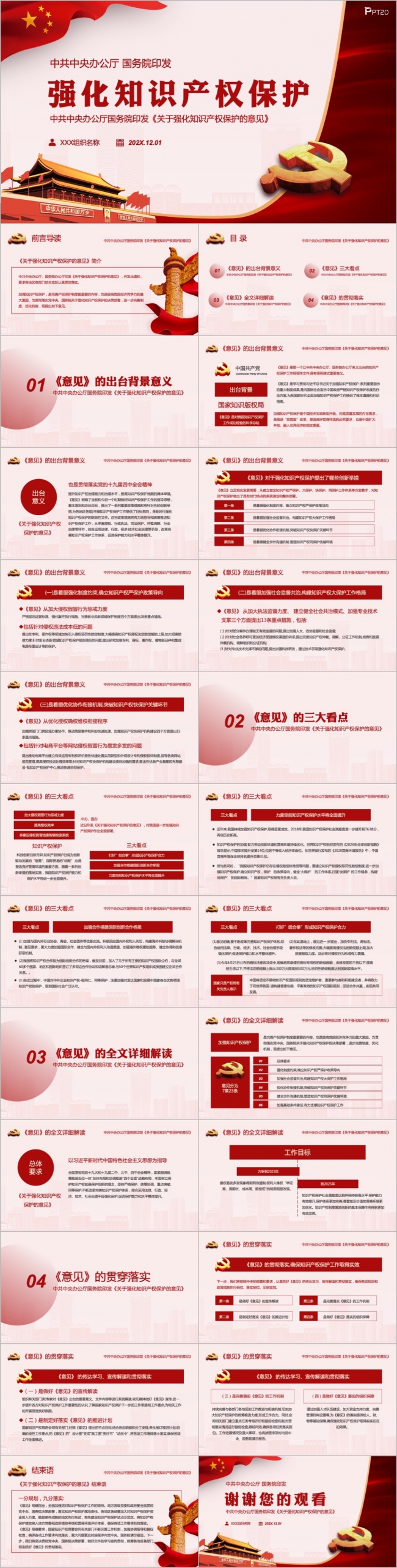 关于强化知识产权保护的意见解读ppt模板