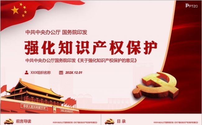 关于强化知识产权保护的意见解读ppt模板缩略图