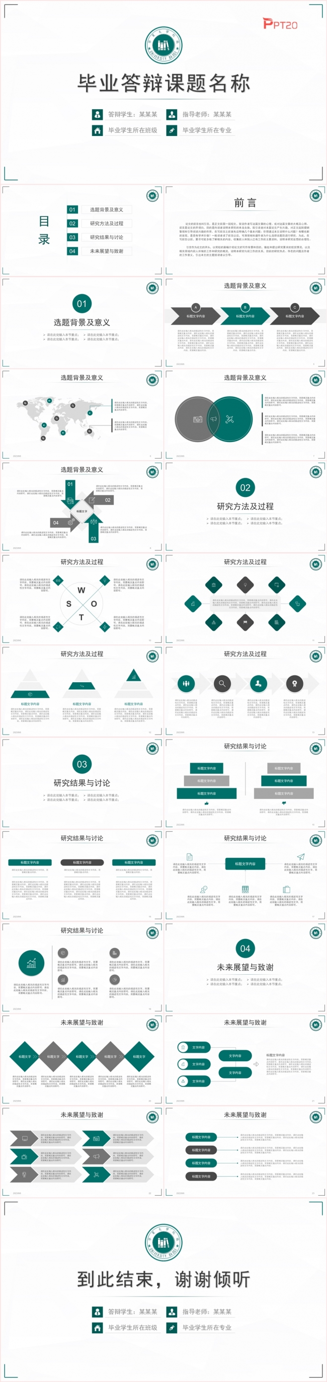 简约风学校毕业答辩开题报告毕业设计PPT模板