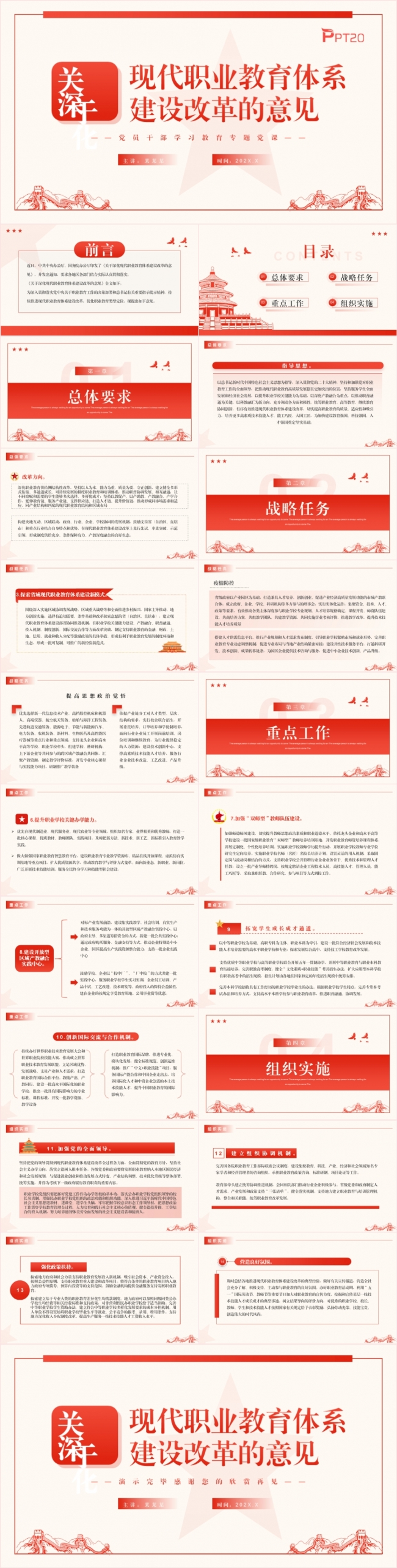 关于深化现代职业教育体系建设改革的意见党课专题课件PPT模板