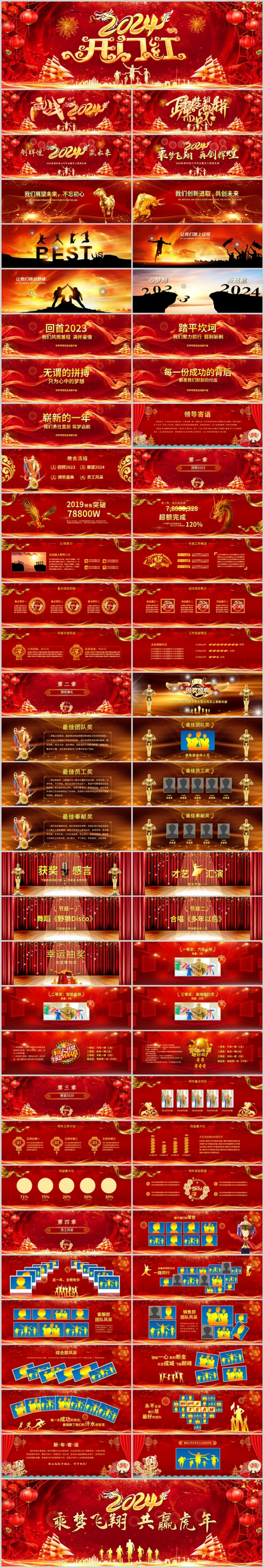 赢战2024龙年开门红企业年终总结年会颁奖晚会ppt模板