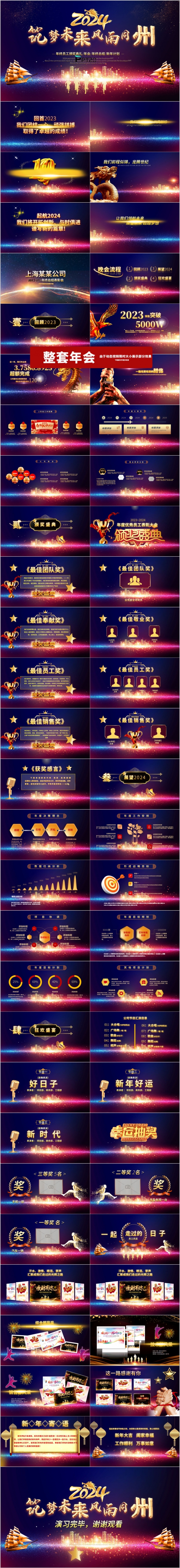 筑梦未来风雨同州2024龙年企业年会颁奖年终誓师大会ppt