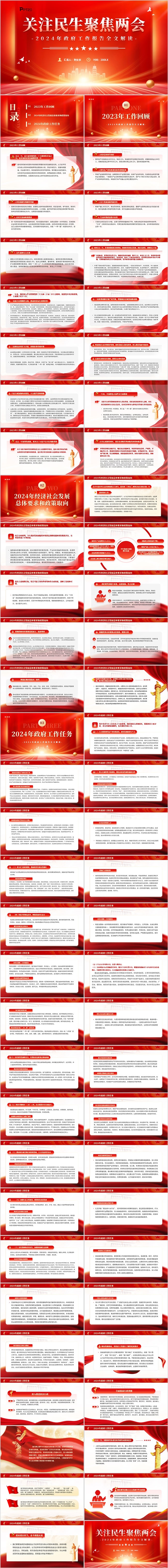 2024年政府工作报告全文解读聚焦两会PPT模板