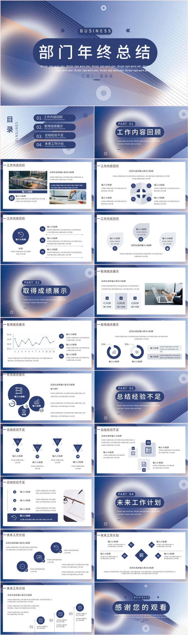部门年终总结述职报告工作汇报PPT模板