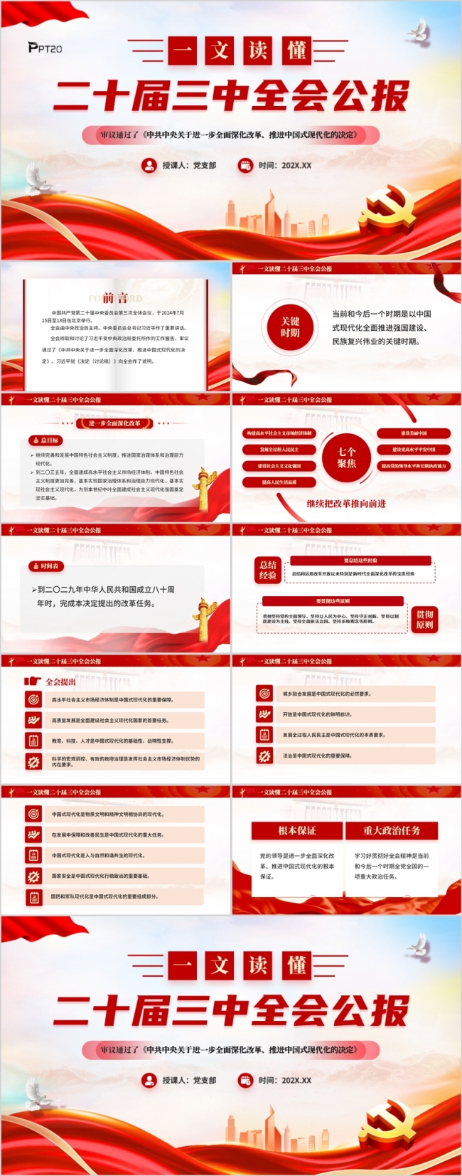 一文读懂二十届三中全会公报PPT模板
