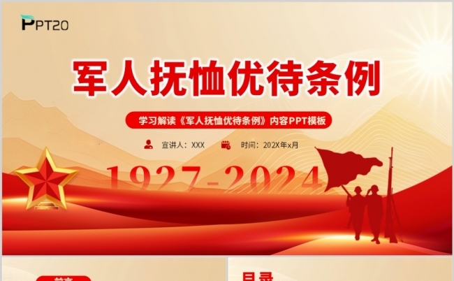 学习军人抚恤优待条例解读ppt模板缩略图