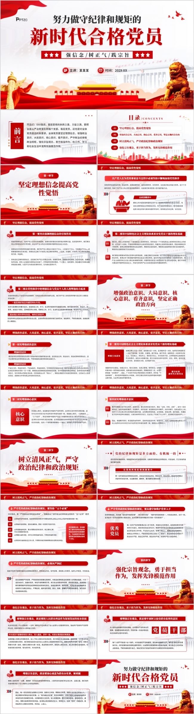 努力做守纪律和规矩的新时代合格党员党课PPT模板