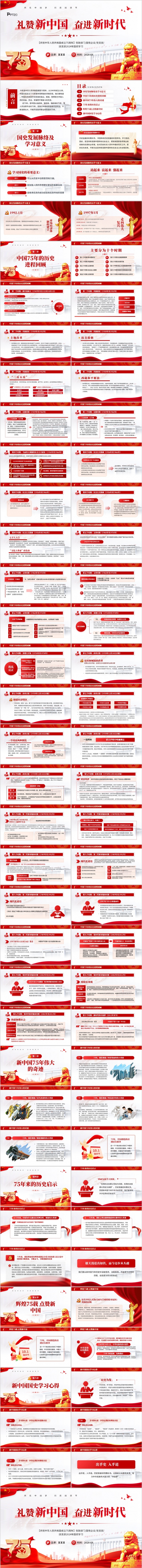 礼赞新中国奋进新时代庆祝75周年国庆节PPT