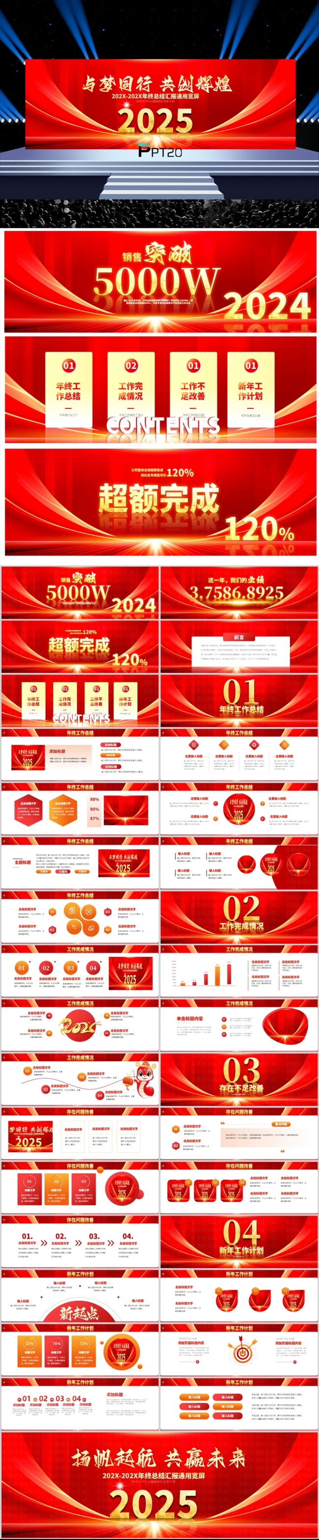 红色大气2025共赢未来企业年终总结新年计划宽屏ppt