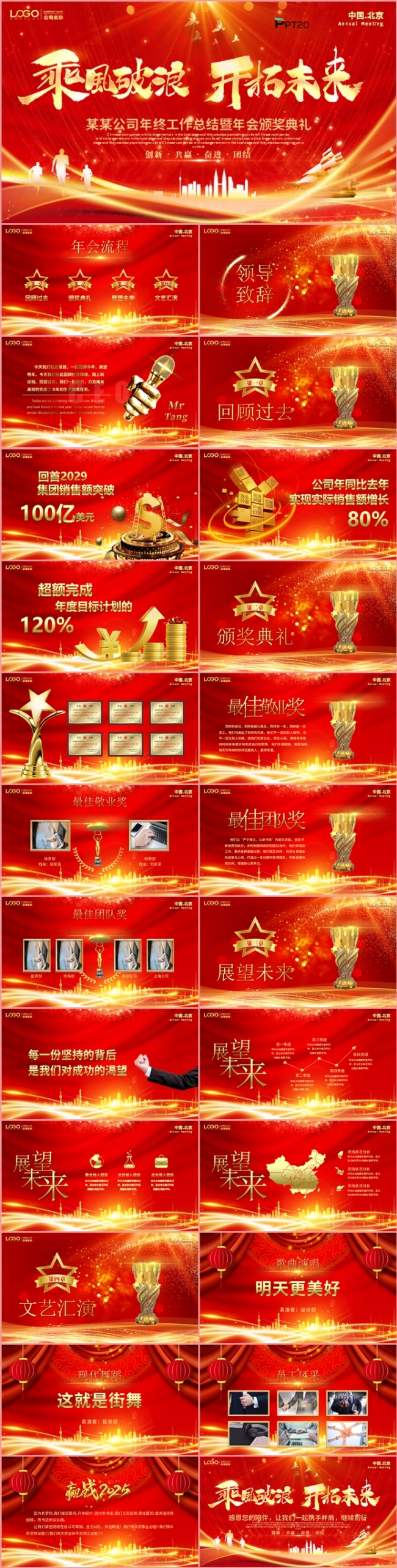 2025乘风破浪开拓未来公司年终总结年会颁奖典礼PPT模板