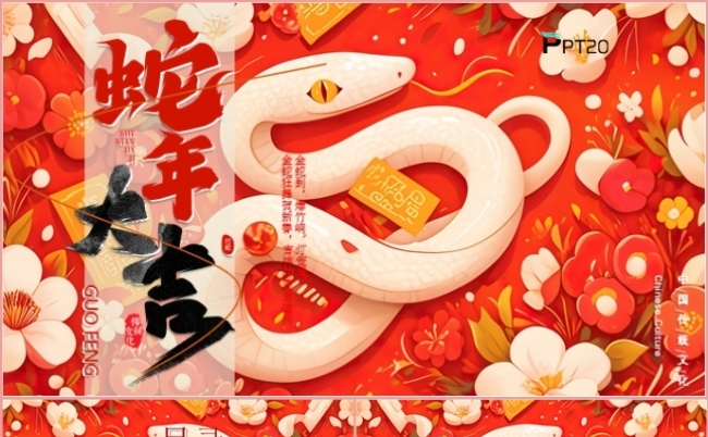 蛇年大吉中国风红色年终总结新年计划年会盛典颁奖晚会PPT模板缩略图