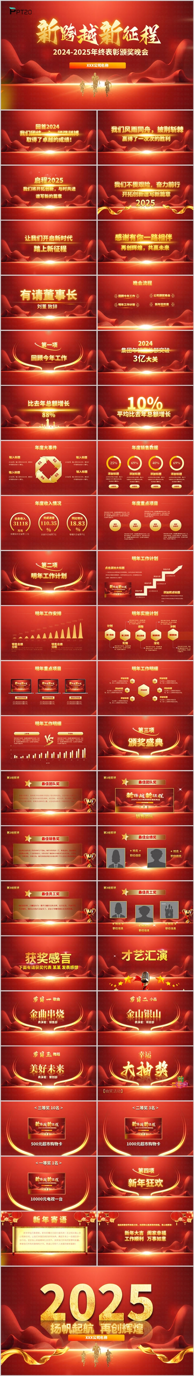 2025新征程年终总结年会颁奖表彰新年晚会ppt模板