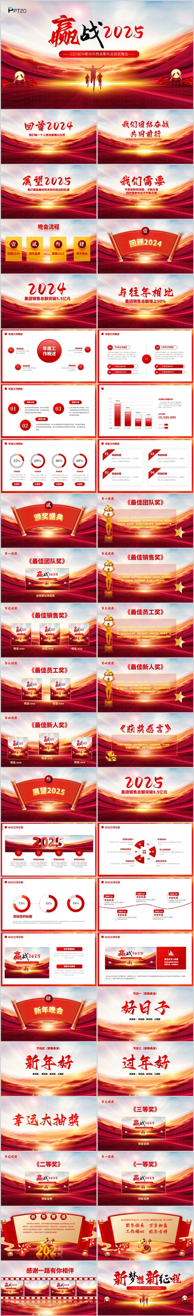 嬴战2025启航新征程企业年会班会誓师大会颁奖晚会ppt模板