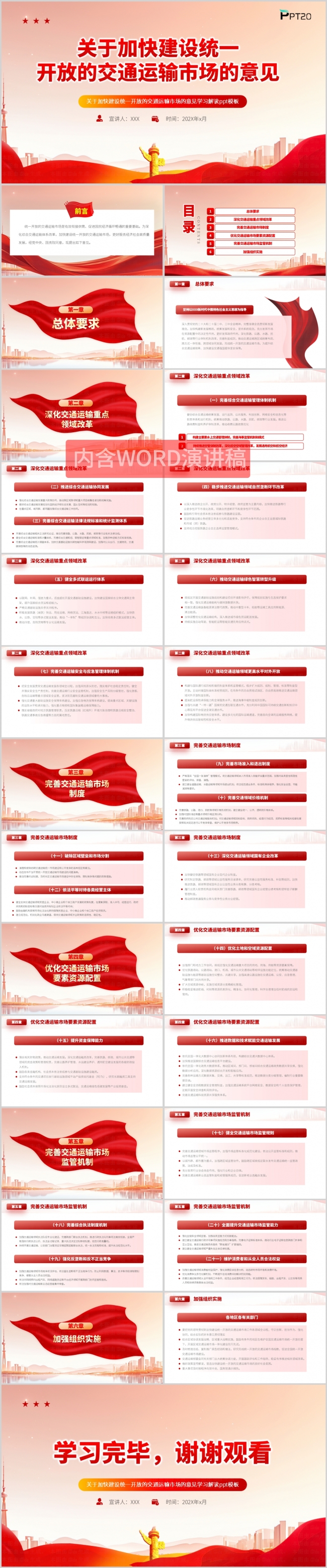 关于加快建设统一开放的交通运输市场的意见学习解读ppt模板