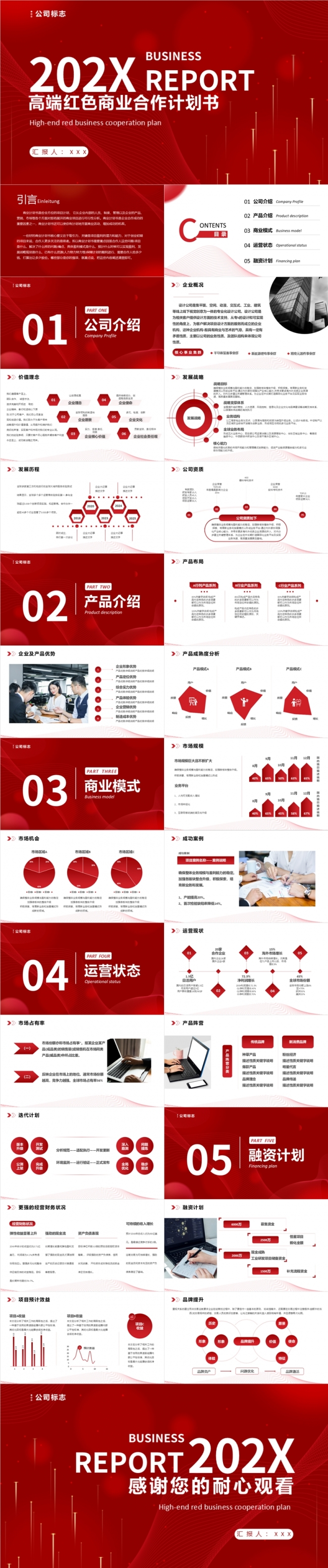 高端红色商务创业计划产品宣传企业介绍年终述职报告新年工作计划