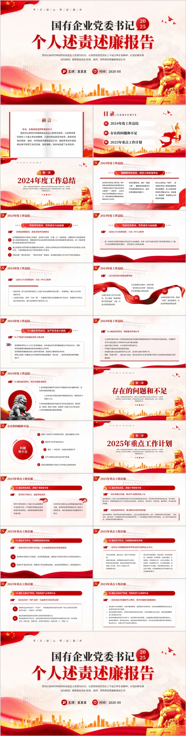 国有企业党委书记个人述责述廉报告PPT模板