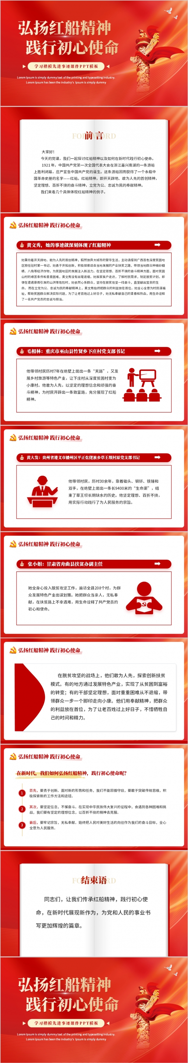 弘扬红船精神践行初心使命PPT模板