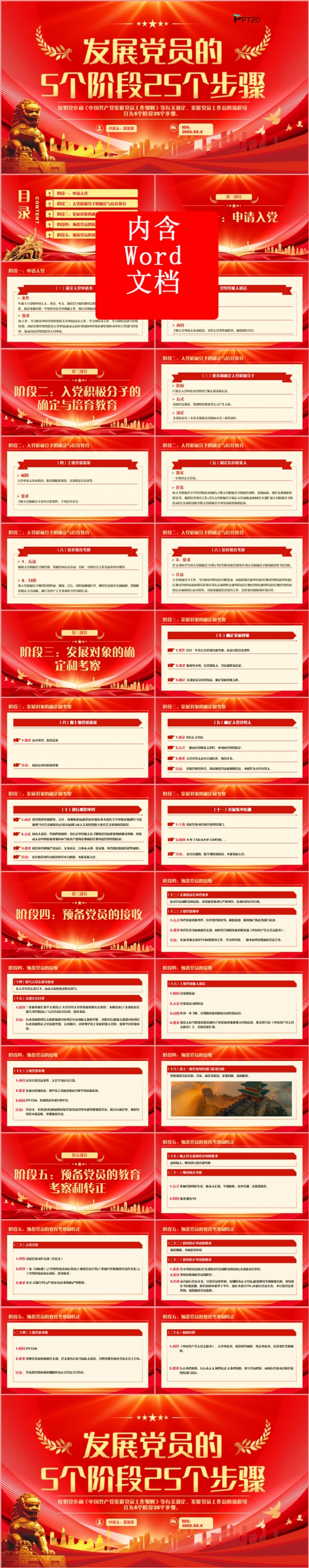 发展党员的5个阶段25个步骤党政党建党课课件PPT模板