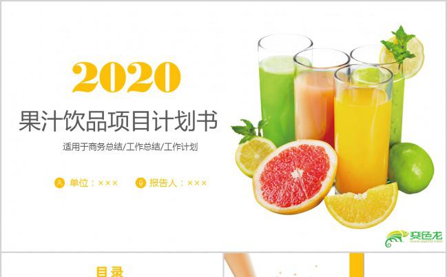 缤纷果汁饮品项目计划书PPT模板缩略图