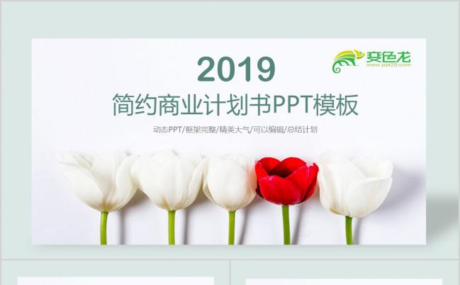 花朵简约小清新商业计划书PPT模板下载缩略图