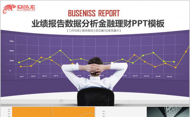扁平化高端业绩报告数据分析金融理财PPT模板下载缩略图