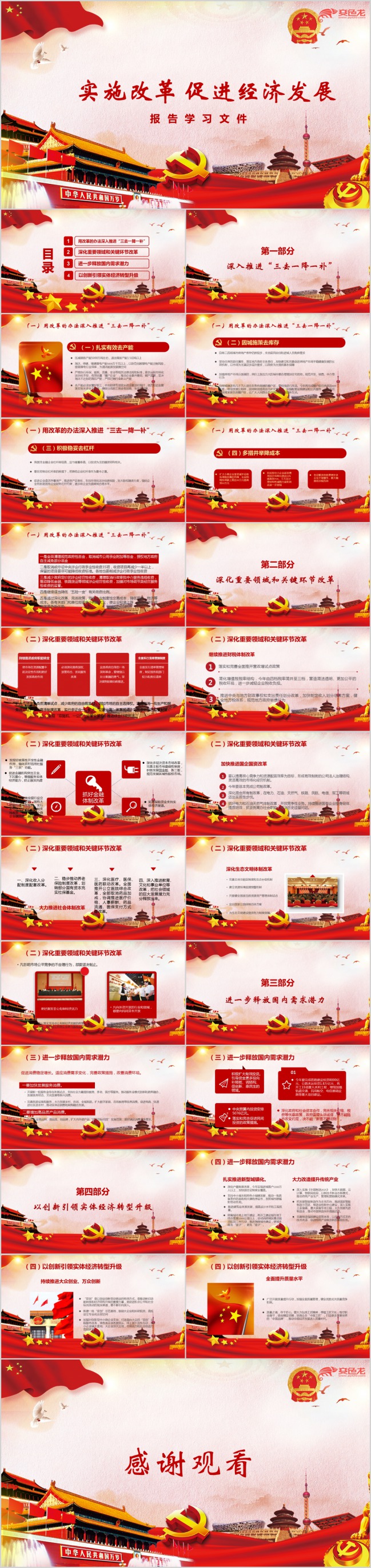全面深化改革促进经济发展学习报告文件PPT模板