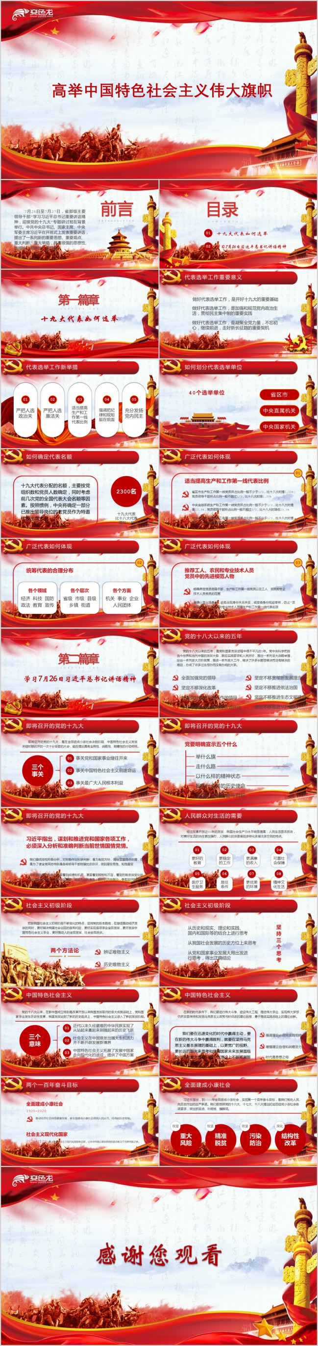 学习十九大精神走中国特色社会主义道路PPT模版