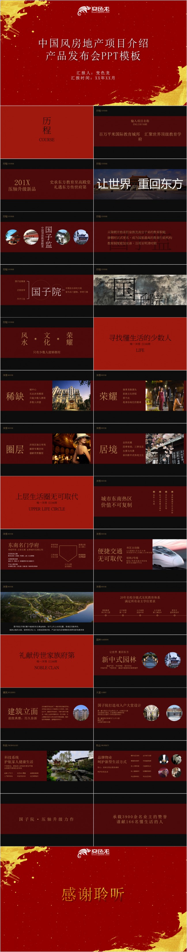 红色大气中国风房地产项目介绍PPT模版