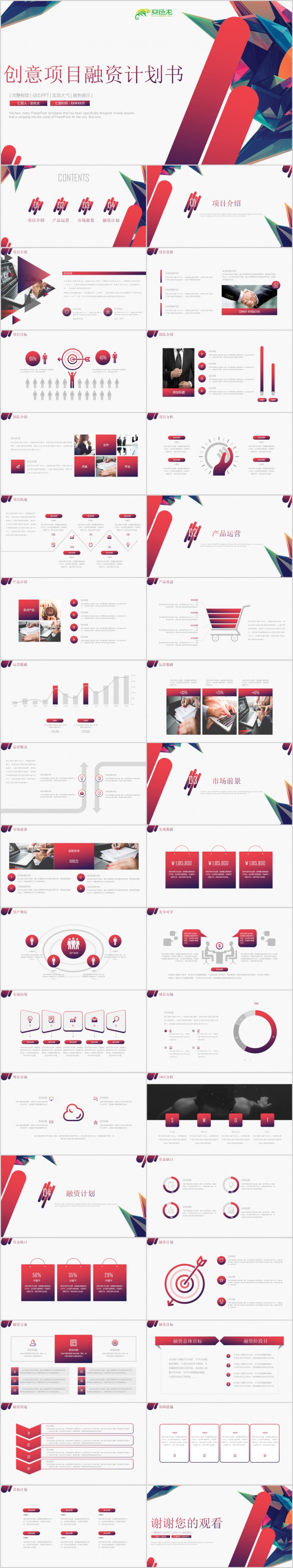 2019极简创意项目融资计划书PPT模板