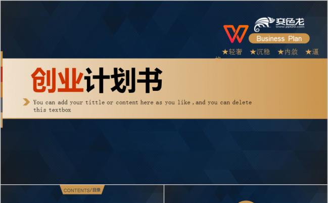 深邃蓝轻奢商务创业计划书PPT模版缩略图