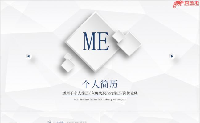 简约时尚白色微粒体个人求职竞聘简历报告PPT模板缩略图